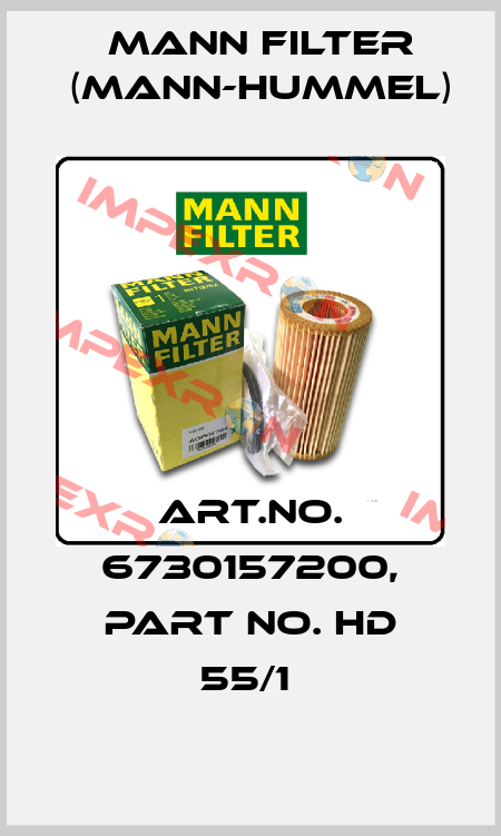 Art.No. 6730157200, Part No. HD 55/1  Mann Filter (Mann-Hummel)