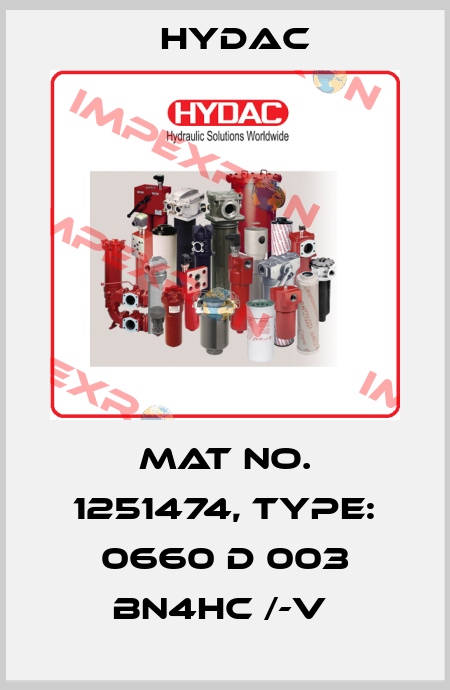 Mat No. 1251474, Type: 0660 D 003 BN4HC /-V  Hydac