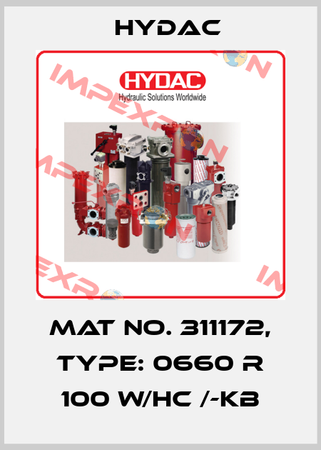 Mat No. 311172, Type: 0660 R 100 W/HC /-KB Hydac