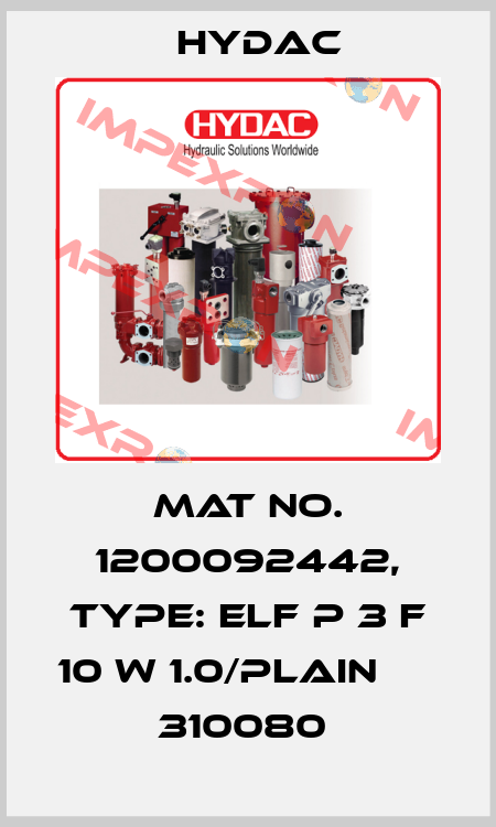 Mat No. 1200092442, Type: ELF P 3 F 10 W 1.0/PLAIN                    310080  Hydac