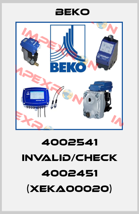 4002541 invalid/check 4002451 (XEKA00020) Beko