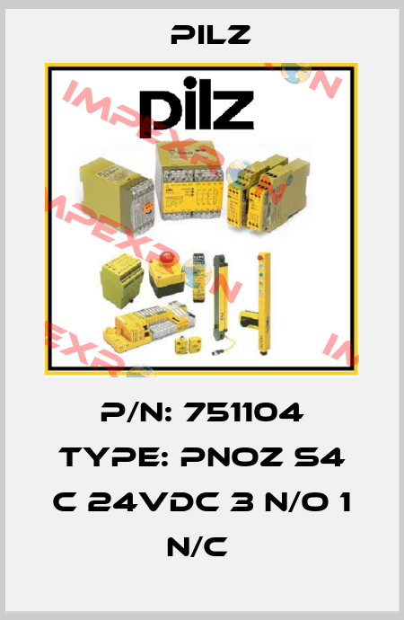 P/N: 751104 Type: PNOZ s4 C 24VDC 3 n/o 1 n/c  Pilz
