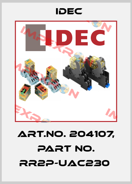 Art.No. 204107, Part No. RR2P-UAC230  Idec