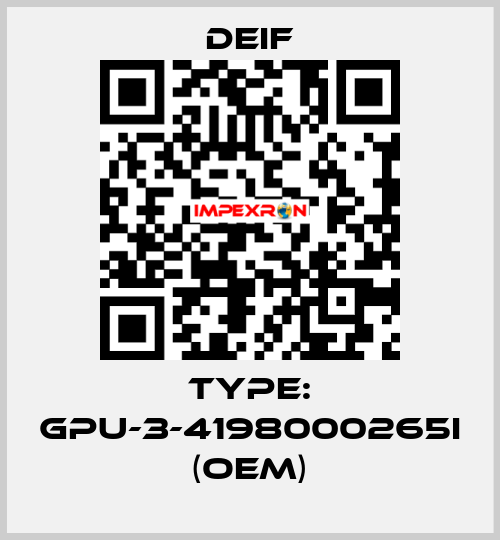 Type: GPU-3-4198000265I (OEM) Deif