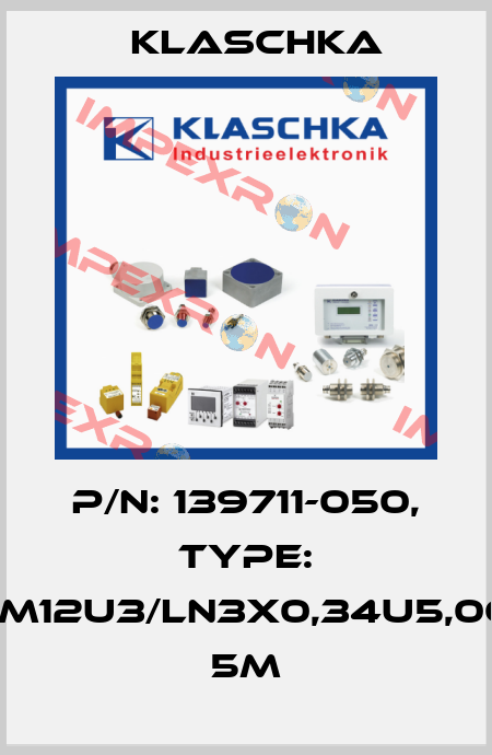 P/N: 139711-050, Type: JSM12U3/LN3x0,34u5,0OG 5m Klaschka