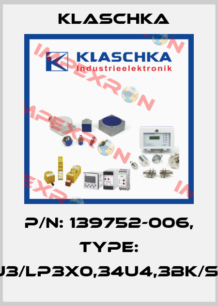 P/N: 139752-006, Type: JSM8U3/LP3x0,34u4,3BK/SM12S3 Klaschka