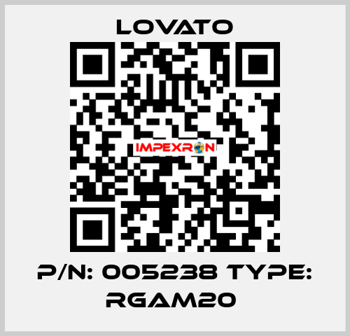 P/N: 005238 Type: RGAM20  Lovato