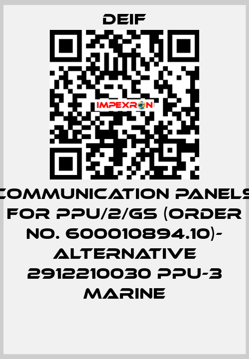 Communication panels for PPU/2/GS (Order No. 600010894.10)- ALTERNATIVE 2912210030 PPU-3 Marine Deif