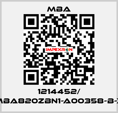 1214452/ MBA820ZBN1-A00358-B-X MBA