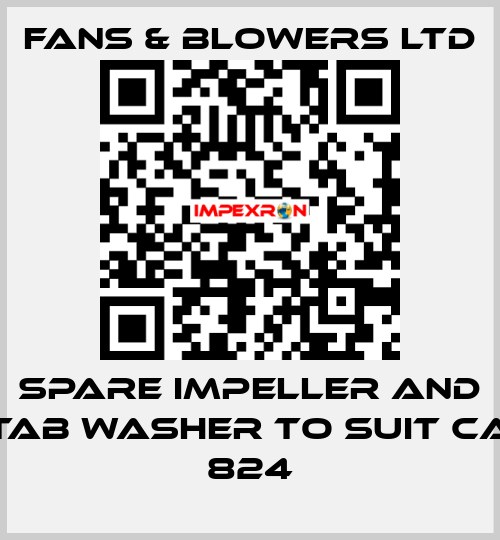 Spare impeller and tab washer to suit CA 824 Fans & Blowers Ltd
