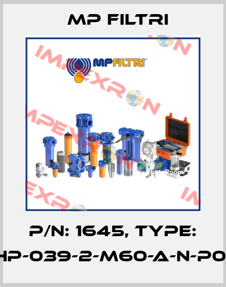 P/N: 1645, Type: HP-039-2-M60-A-N-P01 MP Filtri
