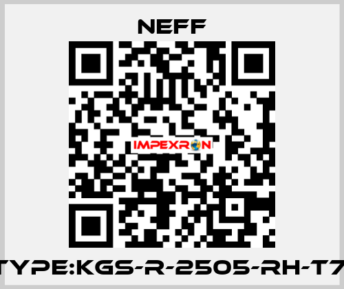 Type:KGS-R-2505-RH-T7  Neff