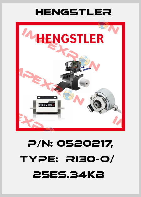 P/N: 0520217, Type:  RI30-O/   25ES.34KB  Hengstler