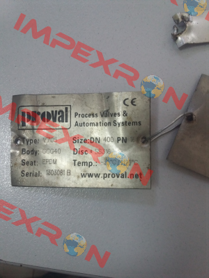 Type: V705  Serial:1303081 B DN400  Proval