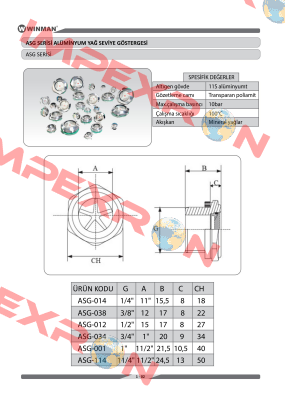  ASG-001, alternative is Level gauge eye 1"  Winman