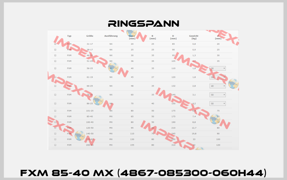 FXM 85-40 MX (4867-085300-060H44) Ringspann