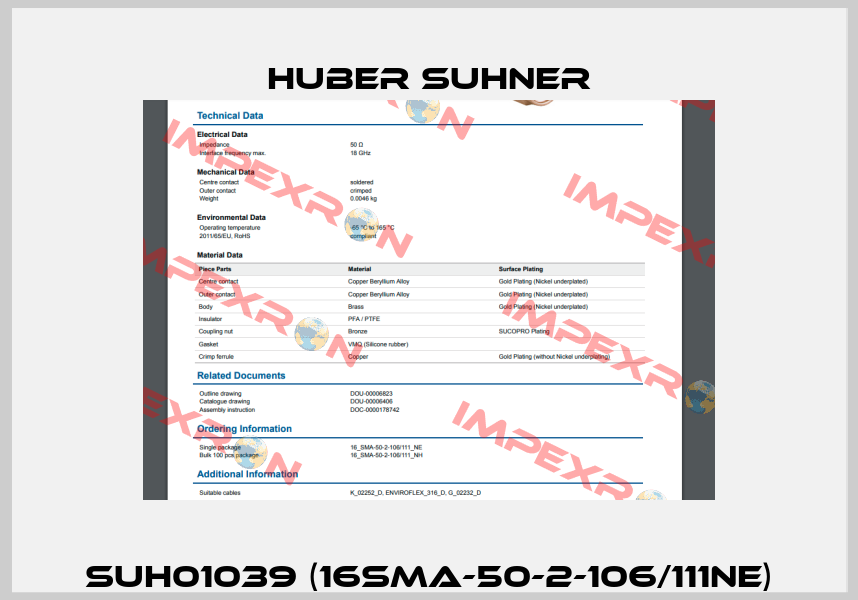 SUH01039 (16SMA-50-2-106/111NE) Huber Suhner