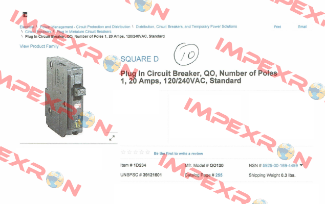 QO120  Square D (Schneider Electric)